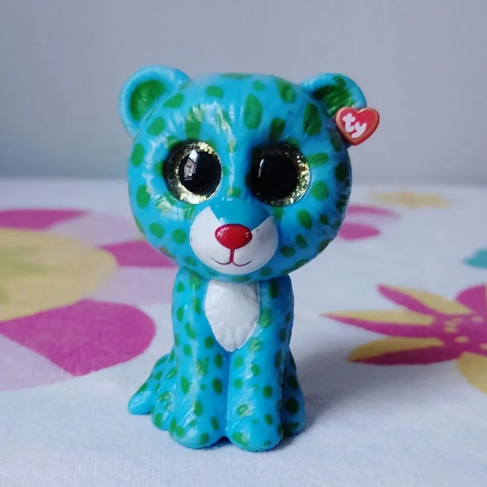 TY Beanie Boos Mini Boo LEONA Blue Leopard Series 1 Figure 2